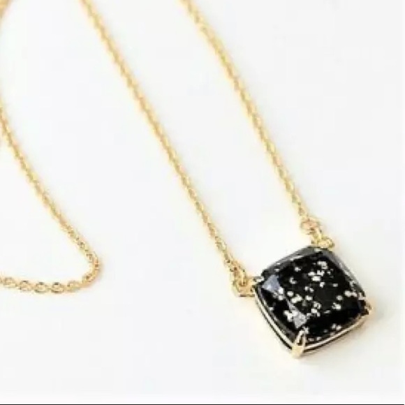 Kate Spade New York Gold-Tone Square Black Glitter Stone Mini Pendant Nā¦